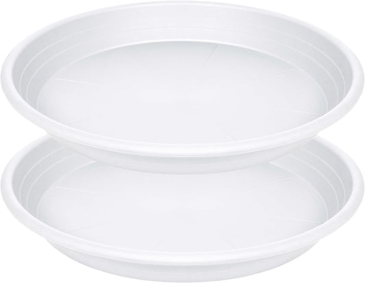 2 Pack of 19 inch Plant Saucer, Large Plant Tray, Heavy Sturdy Plant Drainage Tray for Indoors, Bird Bath Bowls, Sturdy 18 inch Plastic Pot Tray for Planter (White)