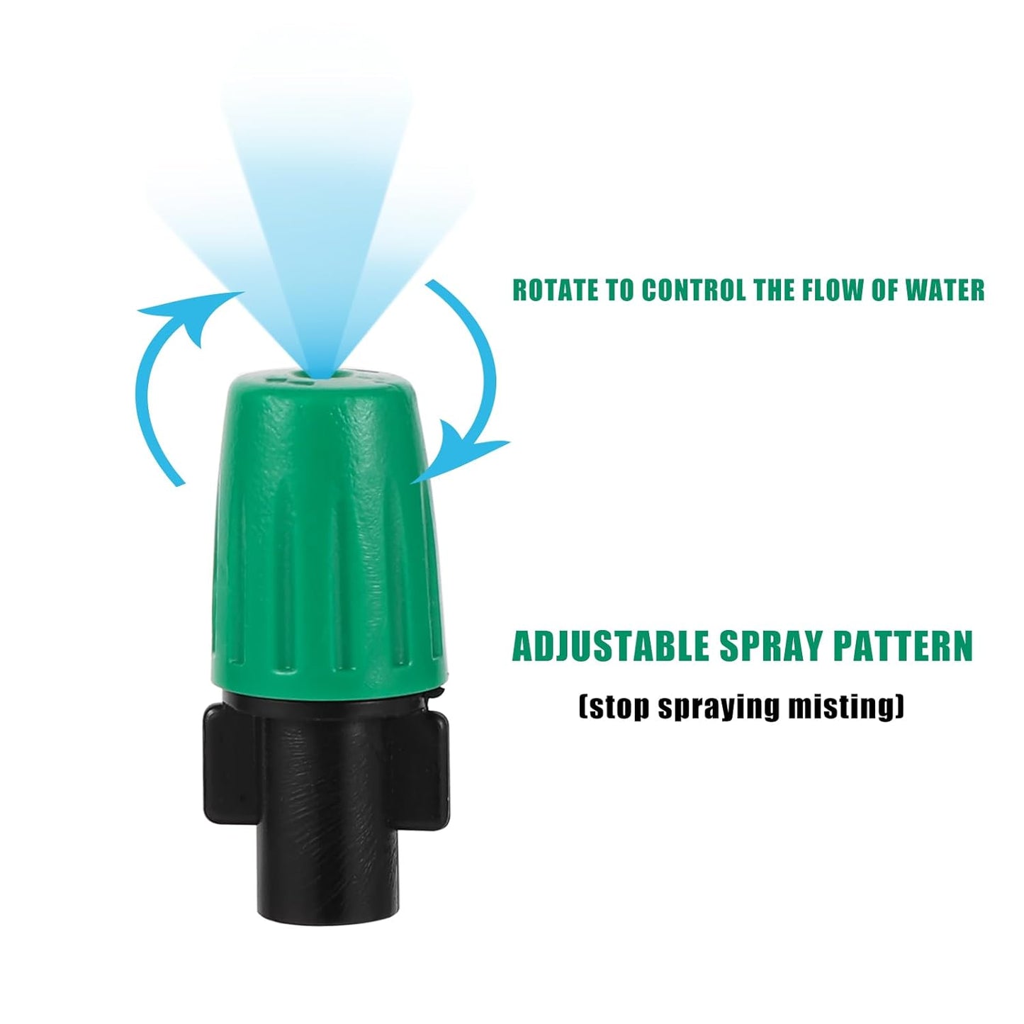 Misting Cooling System with 20 Adjustable Nozzles.20 Lock Barbed 6mm to 1/4 Inch Tee, 5 Lock Barbed End Plugs for Greenhouse Lawn Raised Bed
