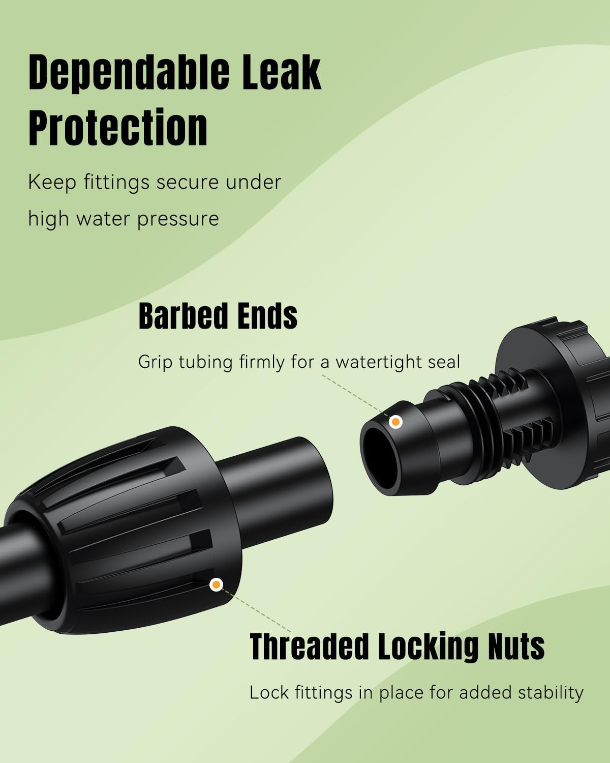 Pawfly 10 Pcs 1/2" Irrigation End Cap for 1/2" Irrigation Tubing (1/2" ID x 0.64" OD), 1/2" Drip Irrigation Fittings with Lock Nuts, Barbed Drip Tubing Connectors for Garden Irrigation System