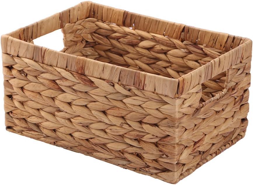 Storage Container, Natural Water Hyacinth Storage Bins Rectangular Basket,Arts and Crafts.
