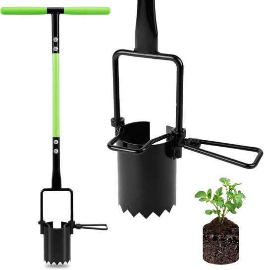 joyhalo Bulb Planter Tool Long Handle, 30in Serrated Base, 5 in 1 Lawn Tool, Sod Cutter, Grass Plugger Tool, Weeding, Transplanting, Garden Hole Digger for Plants, Flower Tulips Daffodils Lily