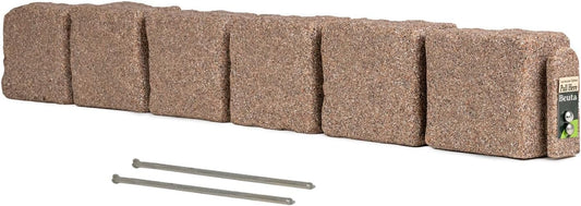 Beuta Landscape Edging | Garden Edging Border | Faux Stone Blocks for Lawn Edging, Flower Beds & Yard Edging – 1 Pack | Each Section Has 6 Blocks 48" L x 4" W x 6.5" H | 2 Spikes | Cobblestone