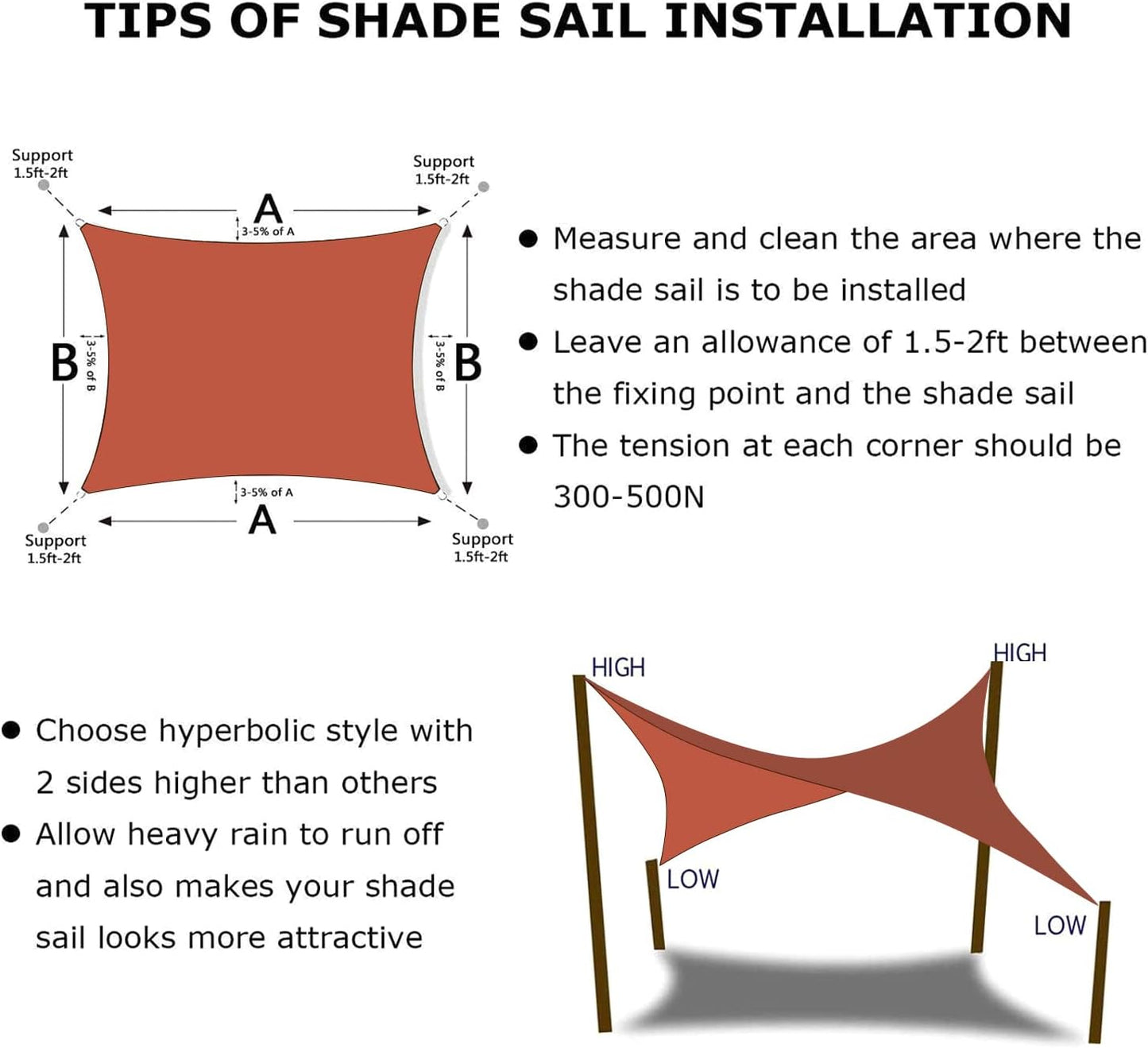 KANAGAWA 7'X8' Rust Red Custom Size Sun Shade Sail Rectangle UV Block Canopy Cover for Patio Backyard Lawn Garden Outdoor (Customized Available)