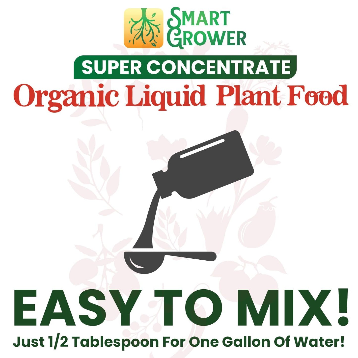 Organic Liquid Plant Food for Indoor Plants & Gardens, Natural NPK Fertilizer w/Beneficial Microbes, Rapid Results, Vegan, Best Value Super Concentrate, Smart Grower, Makes 80 Gallons (16 Fl Oz)