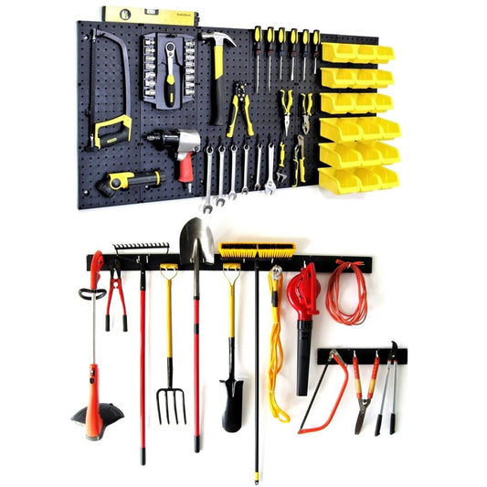 WallPeg Pegboard Wall Organizer (PK-160) - Garden Tools Storage - Hand Tool Organizer - Pegboard Bins for Parts Storage and Organization - Locking Pegboard Hooks