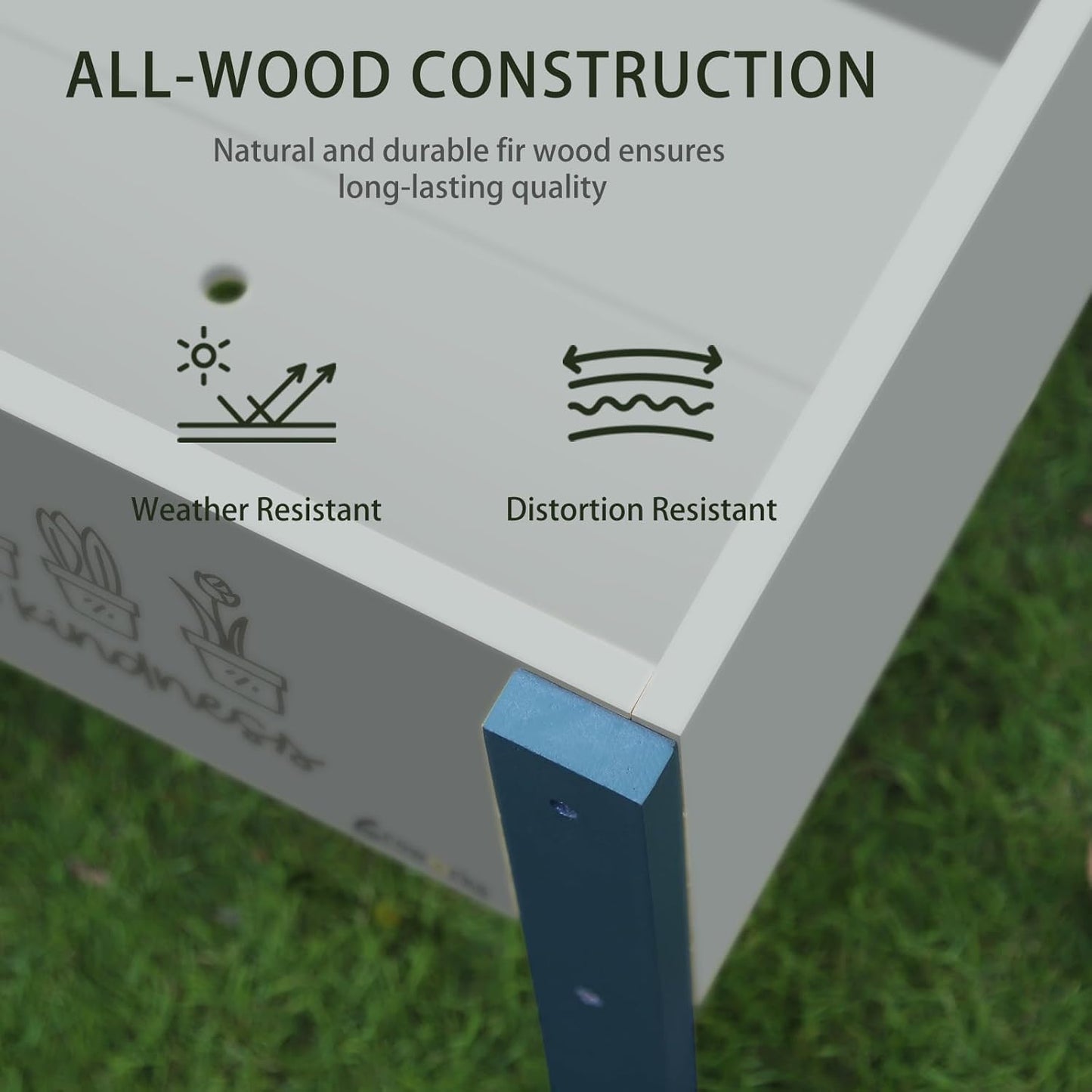 Raised Garden Bed with Trellis Elevated Planter Box with Legs, Drainage Holes for Outdoor Garden, Patio, Natural Wood 17.7”L x 16.1”W x27.6”H (Blue)