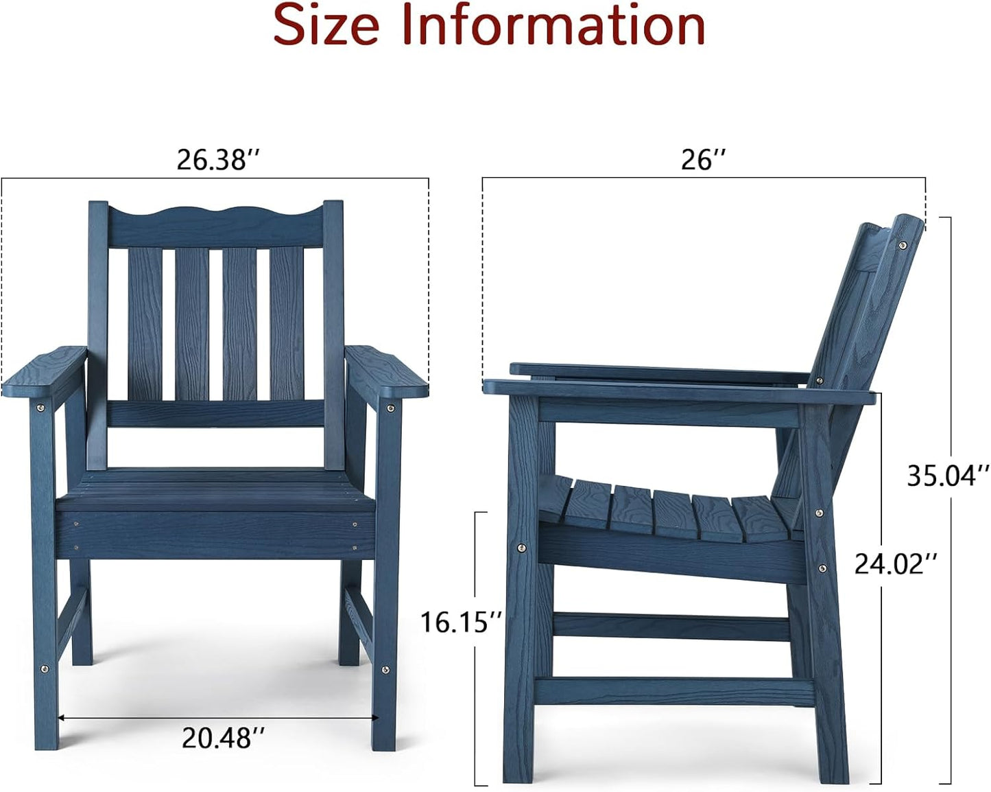 Stoog 3-Piece All-Weather Garden Chairs Set of 2 with Table, Patio Furniture Sets, Include 2 Garden Chairs and 1 Side Table, for Porch, Backyard, Lawn & Dining, Blue