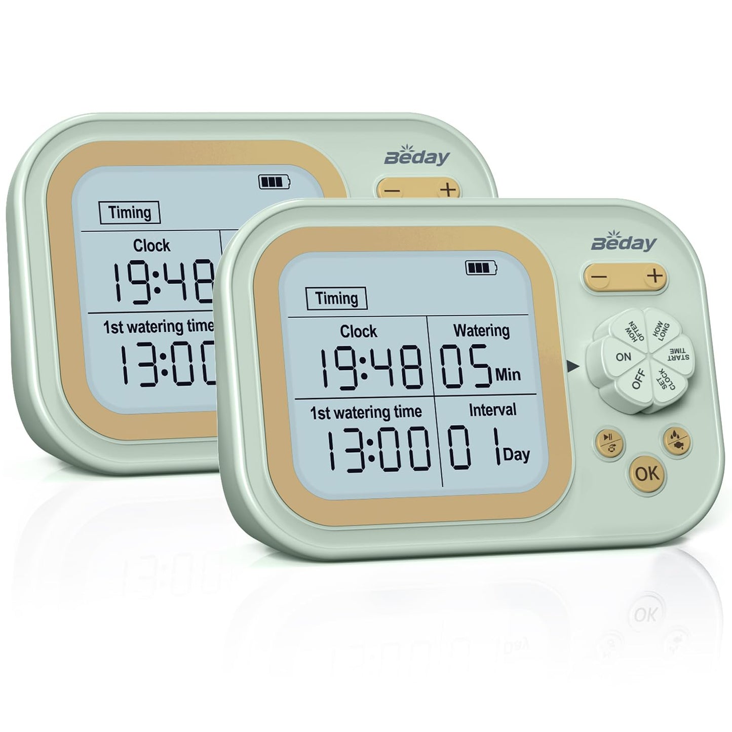 Automatic Plant Waterer Self Watering System Indoor for 15 Potted Plants Pack of 2, Auto Drip Irrigation Kit Programmable Water Timer w Smart Humidity Detection, Green