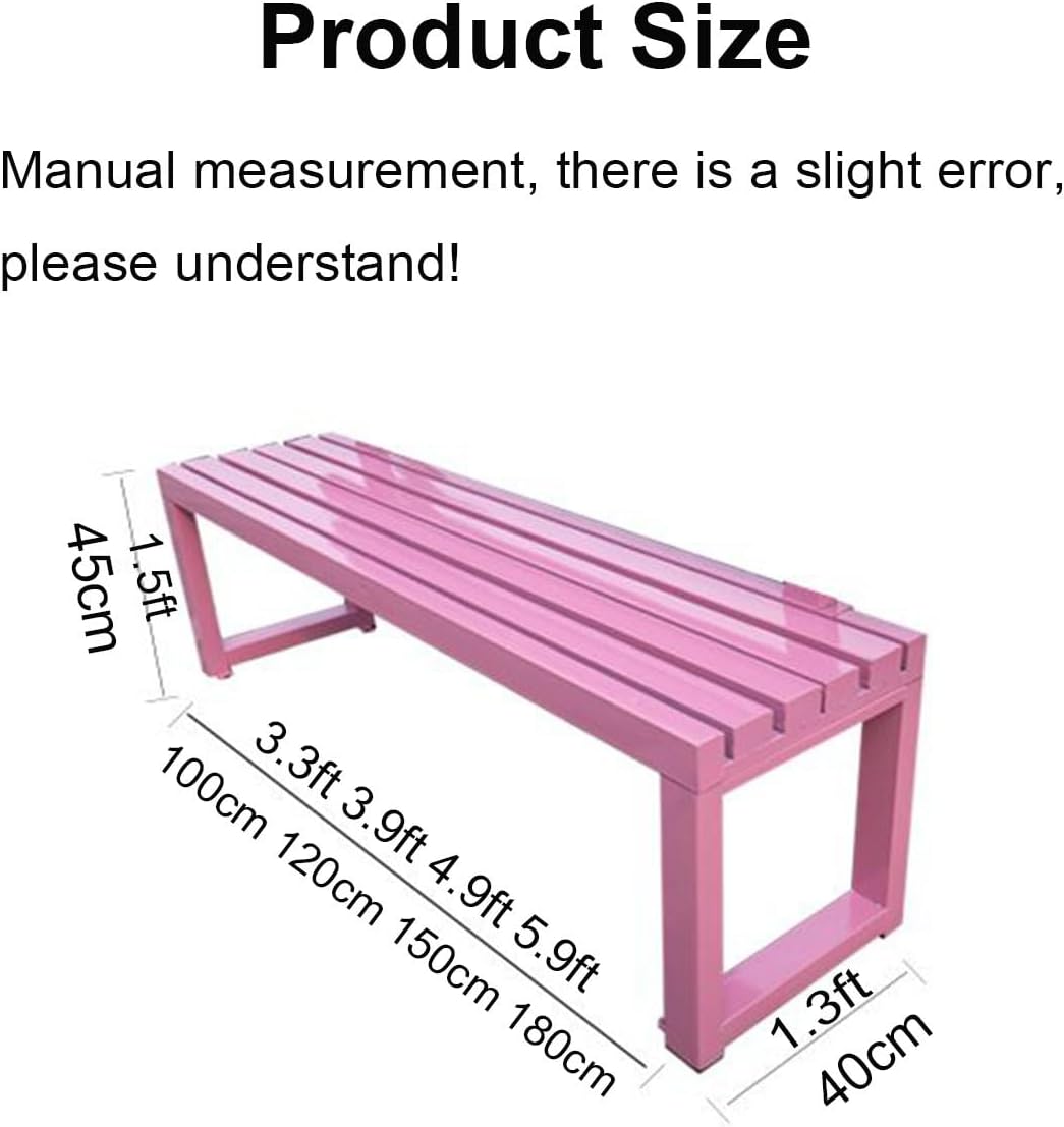 Weatherproof Metal Dining Bench, Outdoor Bench Backless Patio Bench 2-Person Farmhouse Bench Garden Bench for Kitchen, Living Room, Entryway(Pink,59in)