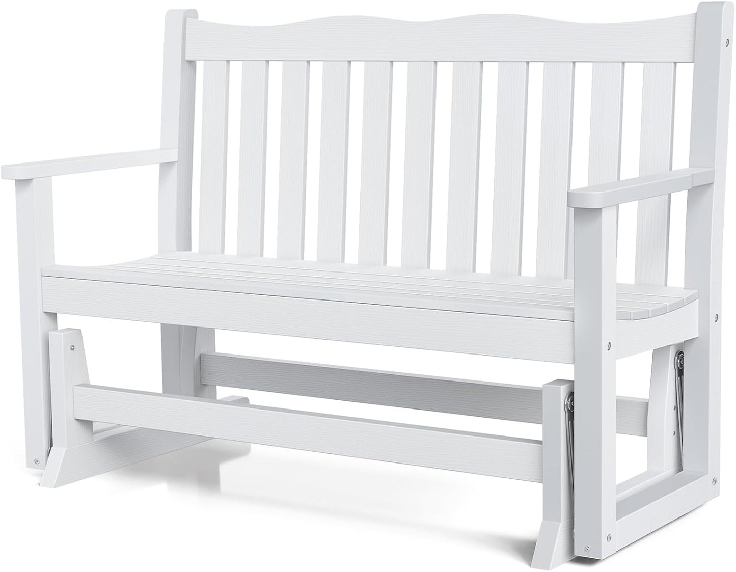Stoog Outdoor Glider, 2 Person All-Weather Glider Bench with 800 lbs Weight Capacity, Never Fade or Rot, for Backyard, Garden, Deck, and Poolside, White