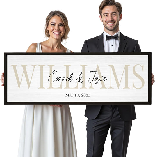 Wedding Gifts for Couples 2025, Custom Wood Sign for Bridal Shower Gift, Engagement Gift, Newlywed Gift, Personalized Last Name Sign with Established Date for Home