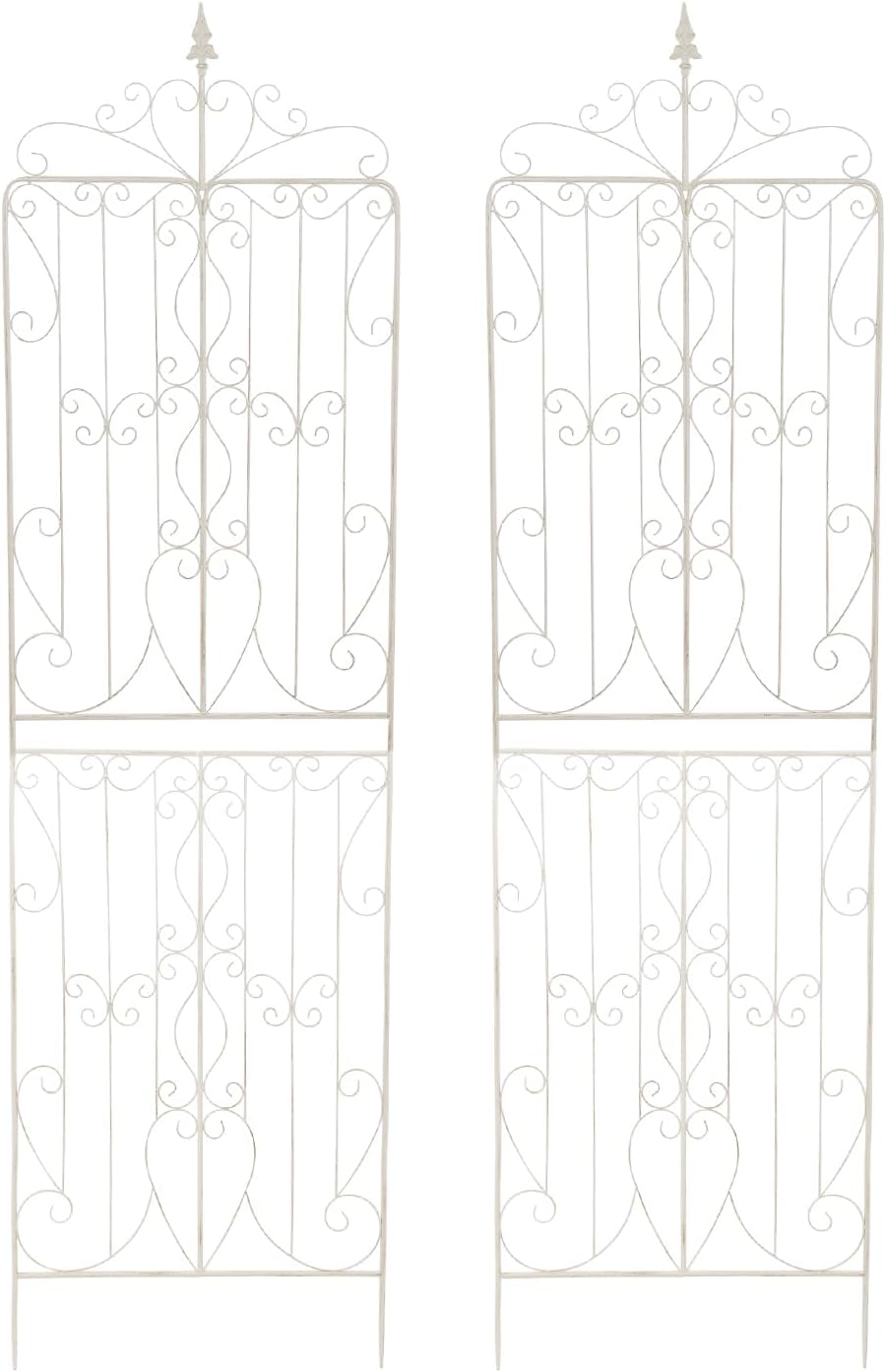 Sungmor 2 Pack Large Garden Trellis for Climbing Plants, 92.5 Inch Tall Rustic White Garden Metal Trellis, Decorative Trellis for Outdoor Rose Vines Cucumbers Support, Greenhouse, Flowerbed, Backyard