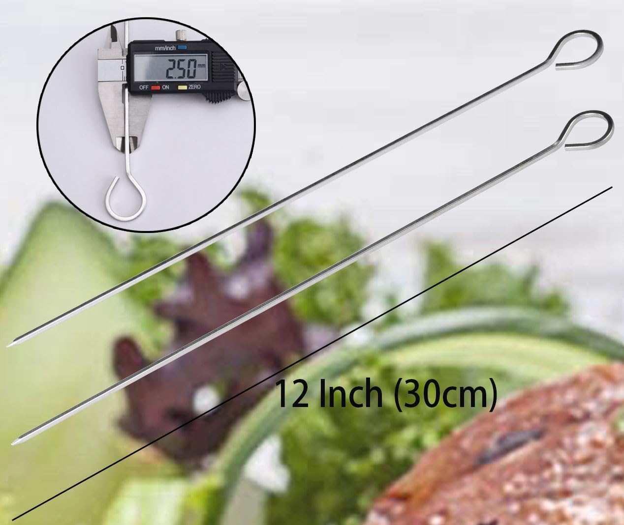 12 inch Barbecue Skewers Metal BBQ Sticks,12Pack Stainless Steel Square Skewer,Kebob,kabob Sets for Grill Outings Cooking (BBQ Skewers Square 12inch-12p)