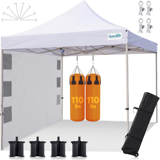 Quictent 10x10 Heavy Duty Pop Up Canopy Tent- Easy up Outdoor Commercial Canopies, Waterproof, 11ft Interior Height, Easy Setup, Includes Sand Weight Bags and Wheeled Carry Bag