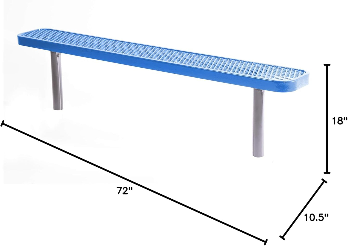 Coated Outdoor Furniture Heavy-Duty Outdoor Bench Thermoplastic Coated, Expanded Metal, Commercial-Grade Seating, Made in America (Inground Without Back, 6 Ft, Light Blue)