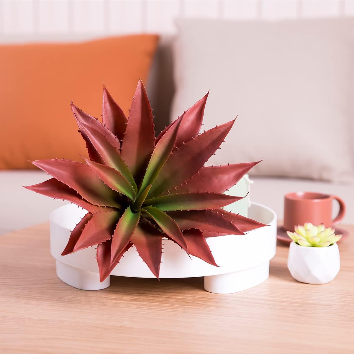 Veryhome Succulents Plants Artificial Aloe Plant, 12.5Inch Large Faux Succulents Unpotted, Premium Crafting DIY Greenery Decor for Indoor & Outdoor(4Pcs-Red)
