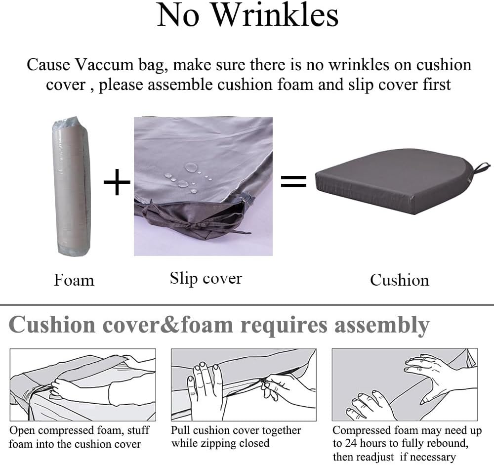 19 x 19 Inch Outdoor Seat Cushions for Patio Furniture with Non Slip and Ties Waterproof & UV Resistant Round Corner Outdoor Chair Cushions Replacement Set of 2, Navy Blue