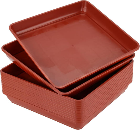 JOIKIT 15 PCS 8.8 x 8.8 Inch Square Plant Saucer, Plastic Plant Saucer Drip Tray, Square Flower Pot Tray for Indoors and Outdoor Plant Pots, 1.2 Inch Deep, Terracotta