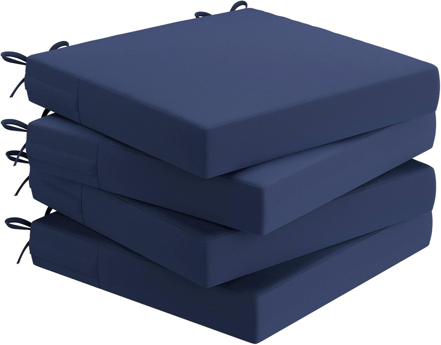 AAAAAcessories Outdoor Seat Cushions for Chairs, Waterproof, Fade-Resistant Patio Furniture Replacement Cushions, 18.5" x 16" x 3", Set of 4, Navy Blue