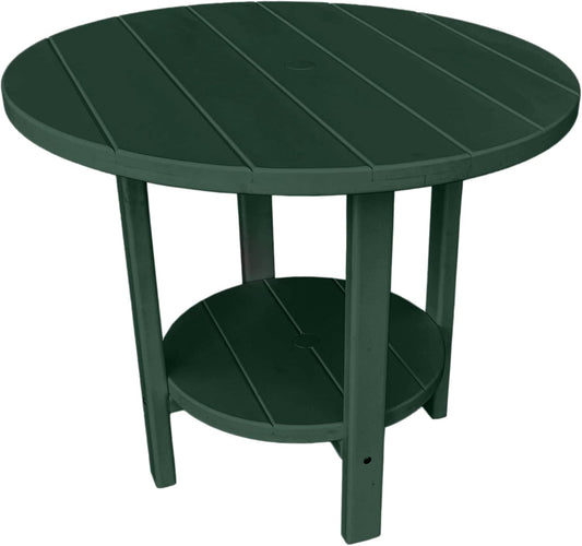 Phat Tommy Round Poly Resin Outdoor Patio Dining Table, All Weather Poly Patio Outdoor Furniture, Green