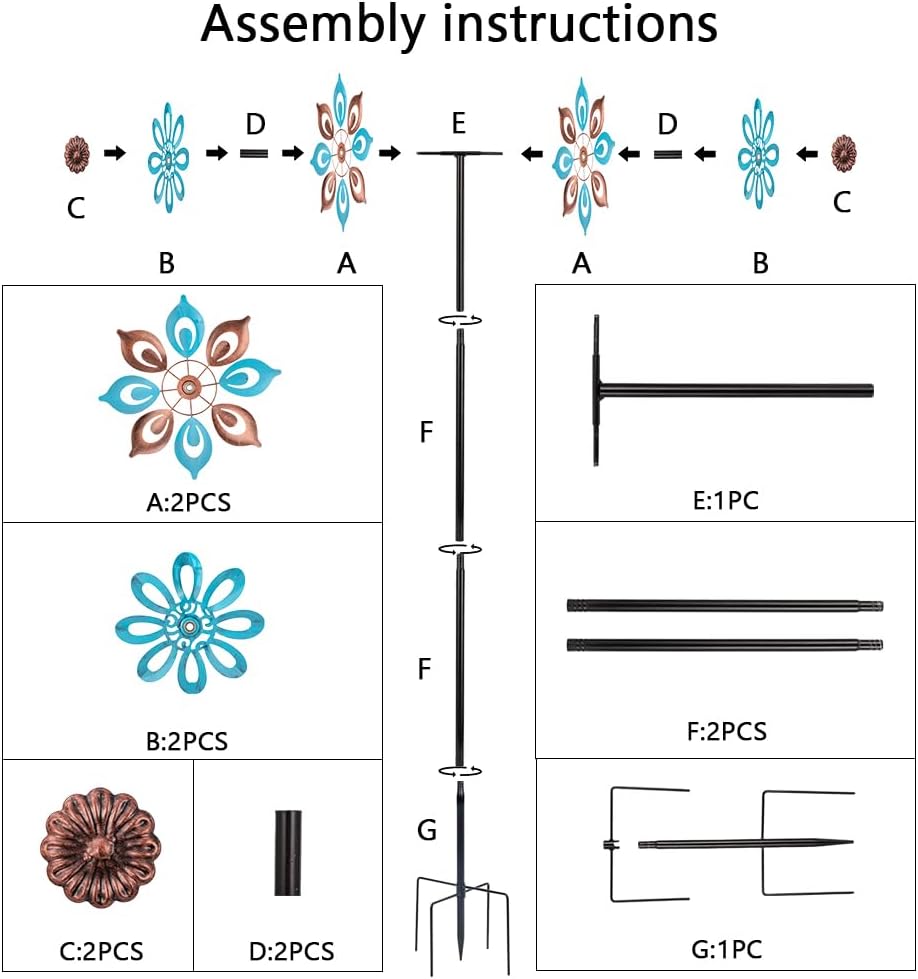 Stargarden Wind Spinners Outdoor, 4 Layers Metal Yard Art Wind Spinner, Kinetic Wind Sculptures & Spinners, Decorative Pinwheels for Yard and Garden