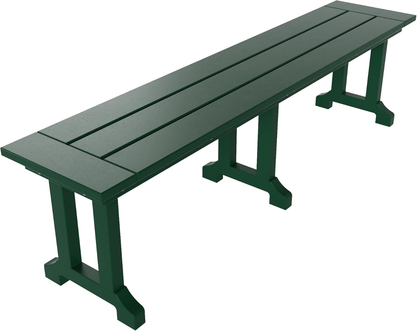 WestinTrends Malibu 65" Outdoor Dining Bench, All Weather Resistant Poly Lumber Patio Garden Bench Trestle Long Bench for Both Outdoor and Indoor, Dark Green