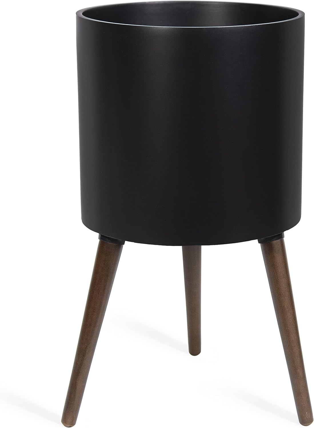 D'vine Dev 14 Inch Planter Pot with Stand, Mid-Century Tall Plant Pot with Legs for Indoor Plants, X-Large, Black, 88-O-D-2