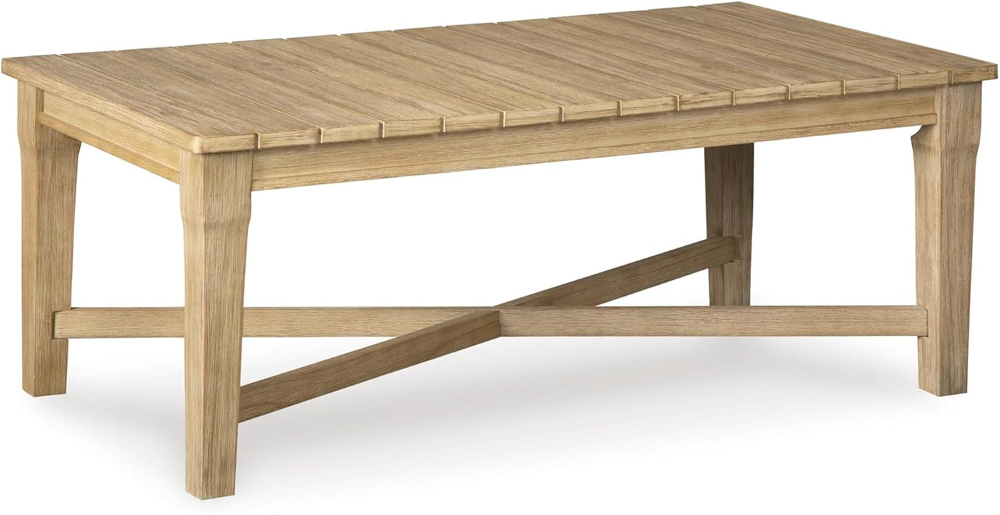Signature Design by Ashley Outdoor Eucalyptus Carter Hall Patio Coffee Table, Beige