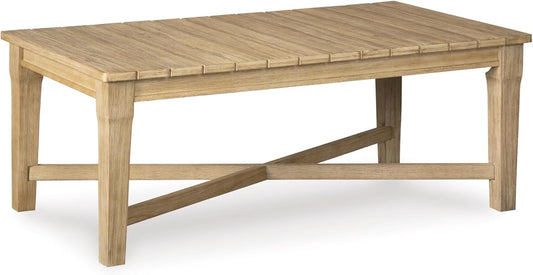 Signature Design by Ashley Outdoor Eucalyptus Carter Hall Patio Coffee Table, Beige