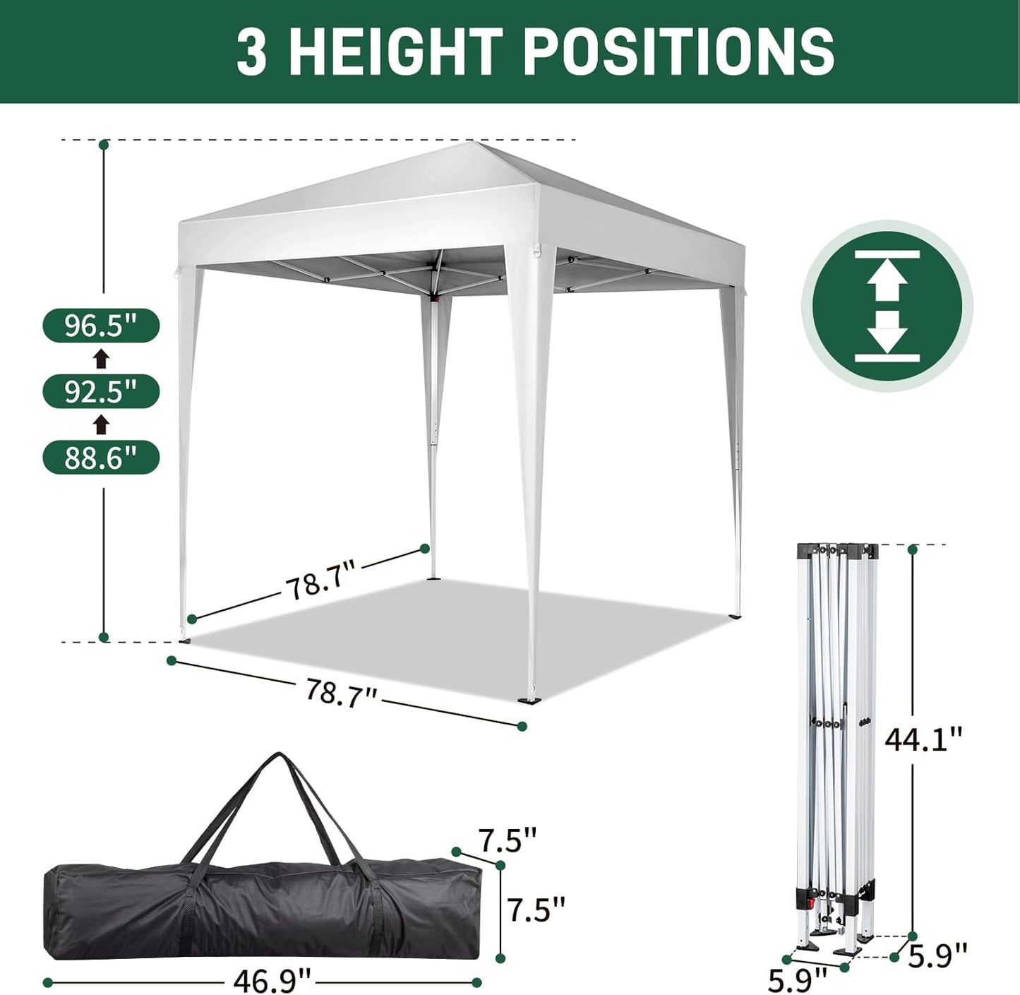 Outvita 6.5x6.5ft Pop Up Canopy Tent, Outdoor Instant Shelter Folding Canopy with 4 Side Walls and Carry Bag for Commercial Events, Party, Backyard BBQ, Camping White