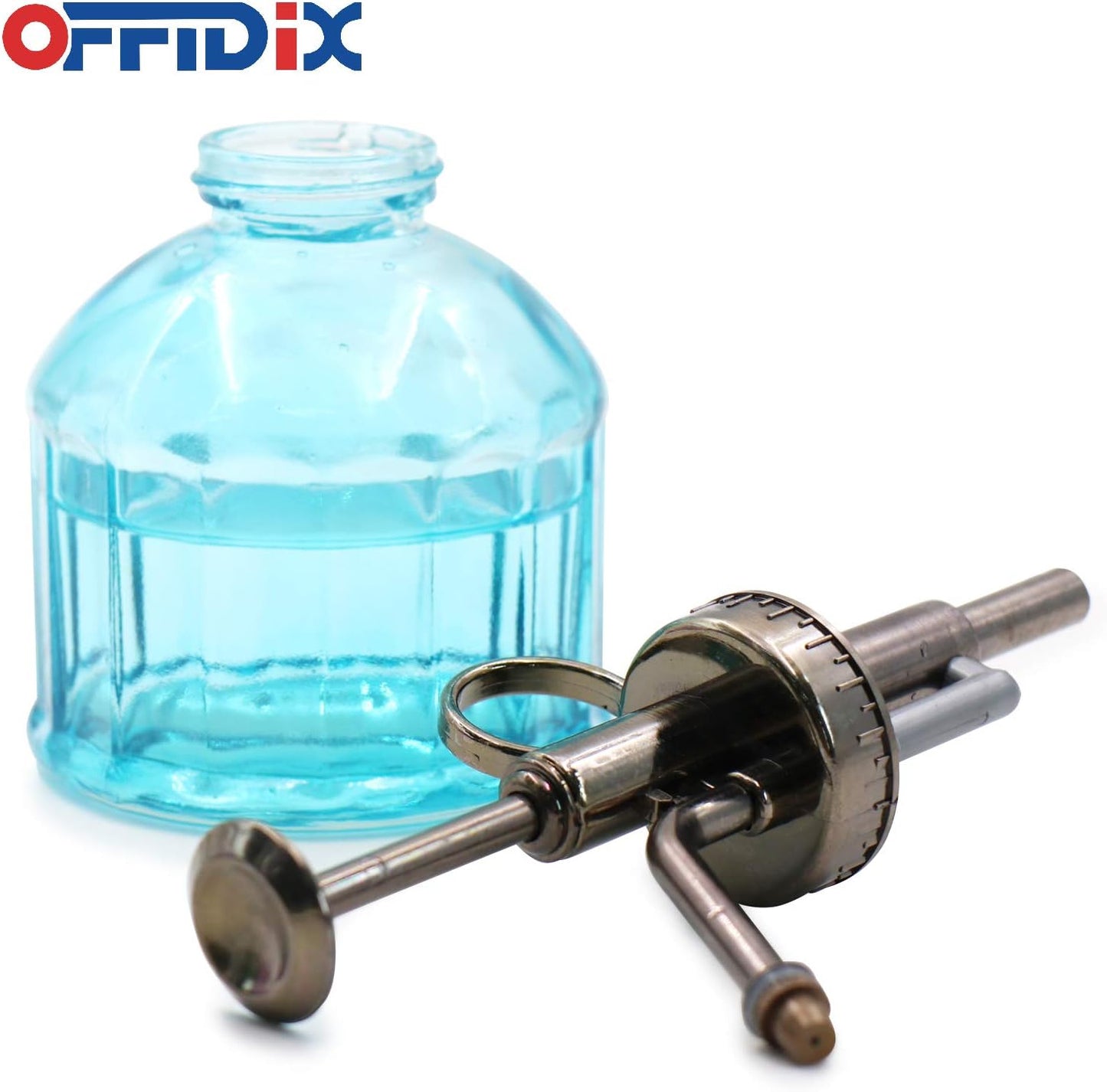 OFFIDIX Glass Spray Bottle,Flower Mister Watering Can Pot 6.3" Tall Spritzer Bronze Plastic Top Pump One Hand Watering Can Indoor Plant Mister Spray Bottle for Garden, Plants, Cleaning