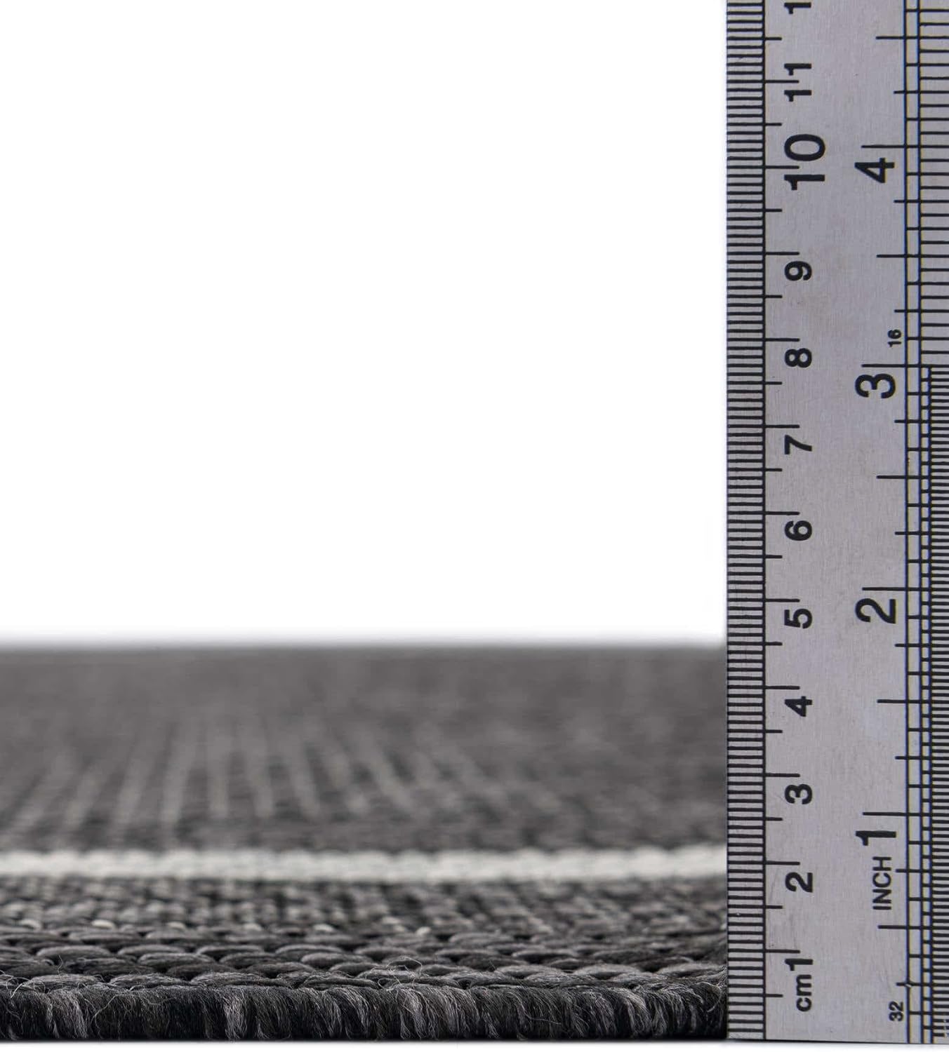 Unique Loom Outdoor Border Collection Area Rug - Soft Border (7' 10" Round, Black/ Ivory)