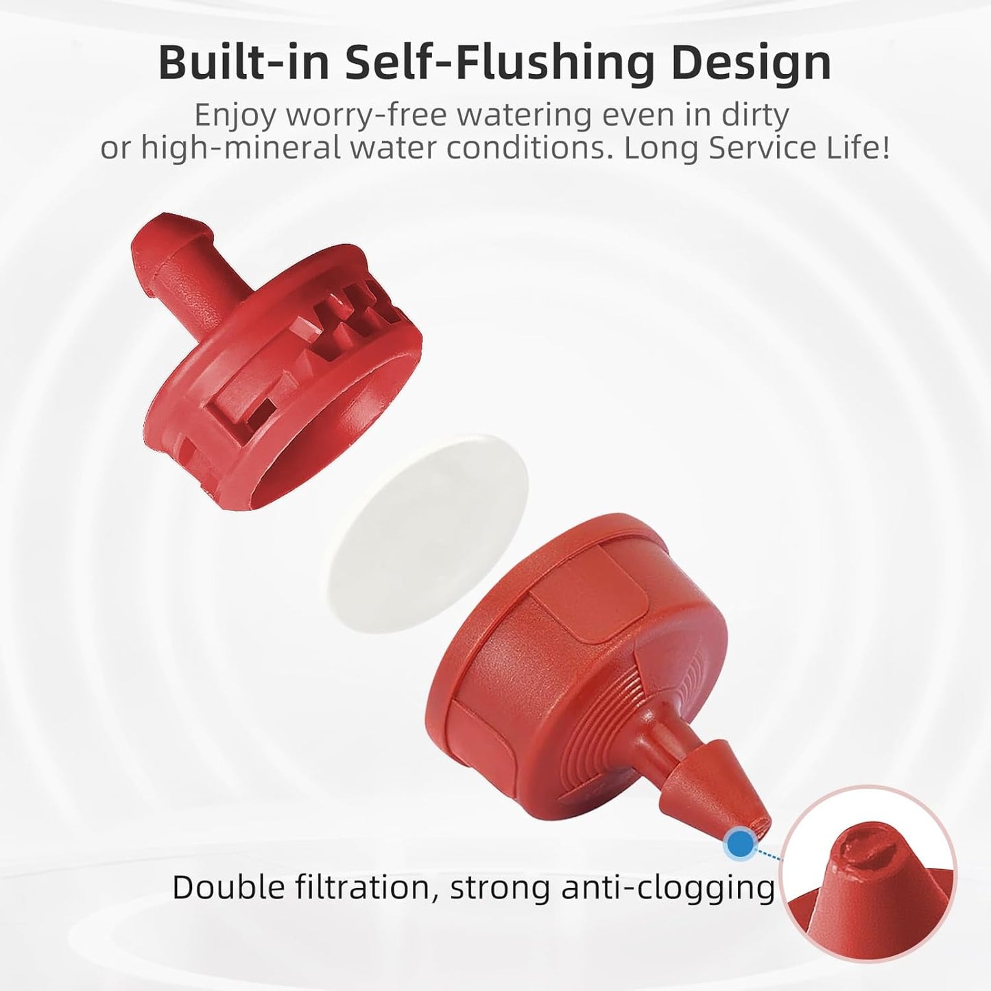 60PCS 4 GPH Pressure Compensating Drip Irrigation Spot Watering Drippers/Emitters, Self-Cleaning Constant Flow Drip Irrigation Emitters Heads Irrigation Drippers Parts for Drip Irrigation System