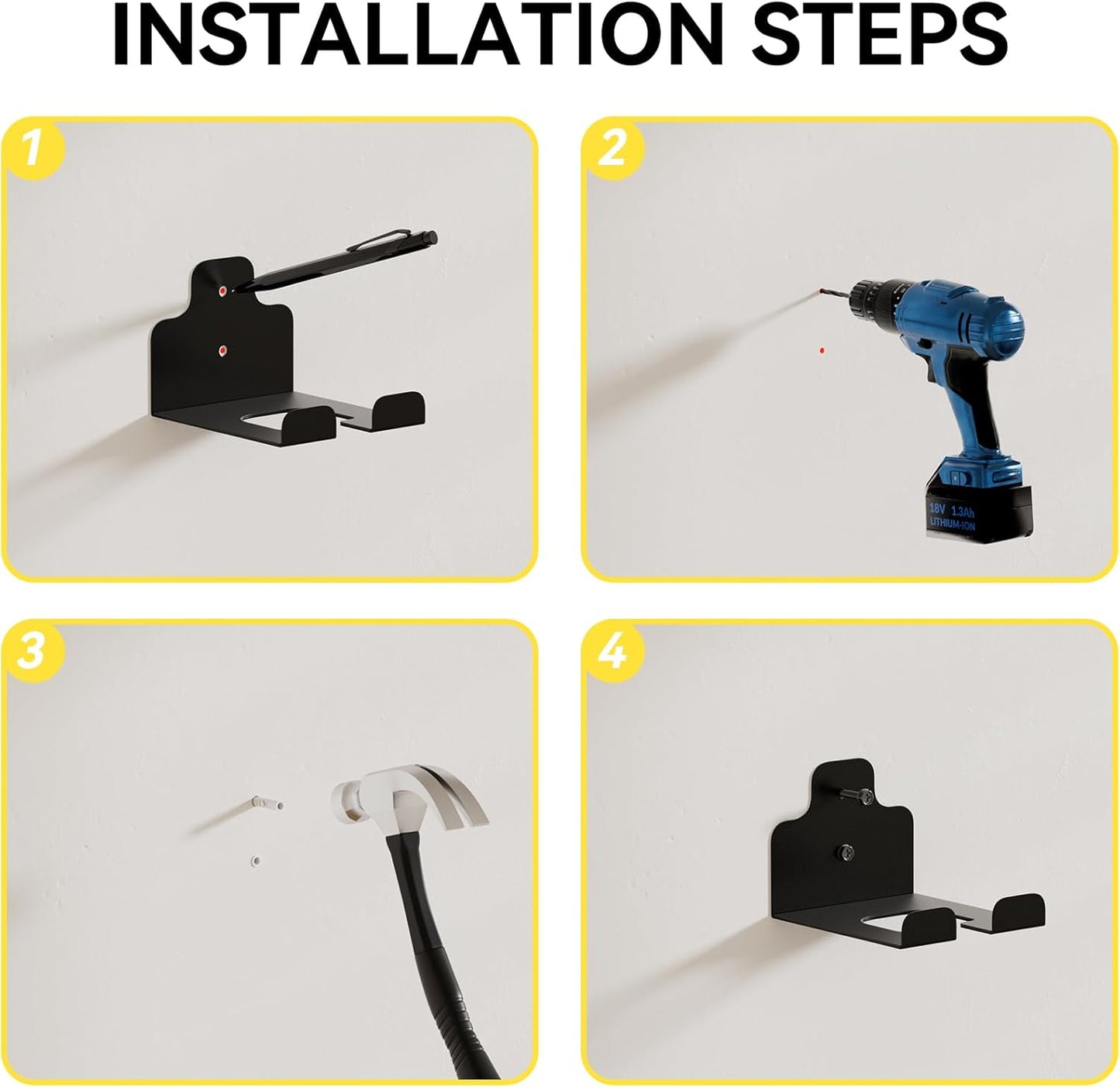 Garage Organizer Trimmer Rack, Garden Power Tool Hanger Weed Whackers Holder Wall Mounted for Grass Trimmer, Hedge Trimmer, Garage Trimmer, Garden Tools,4 Pack