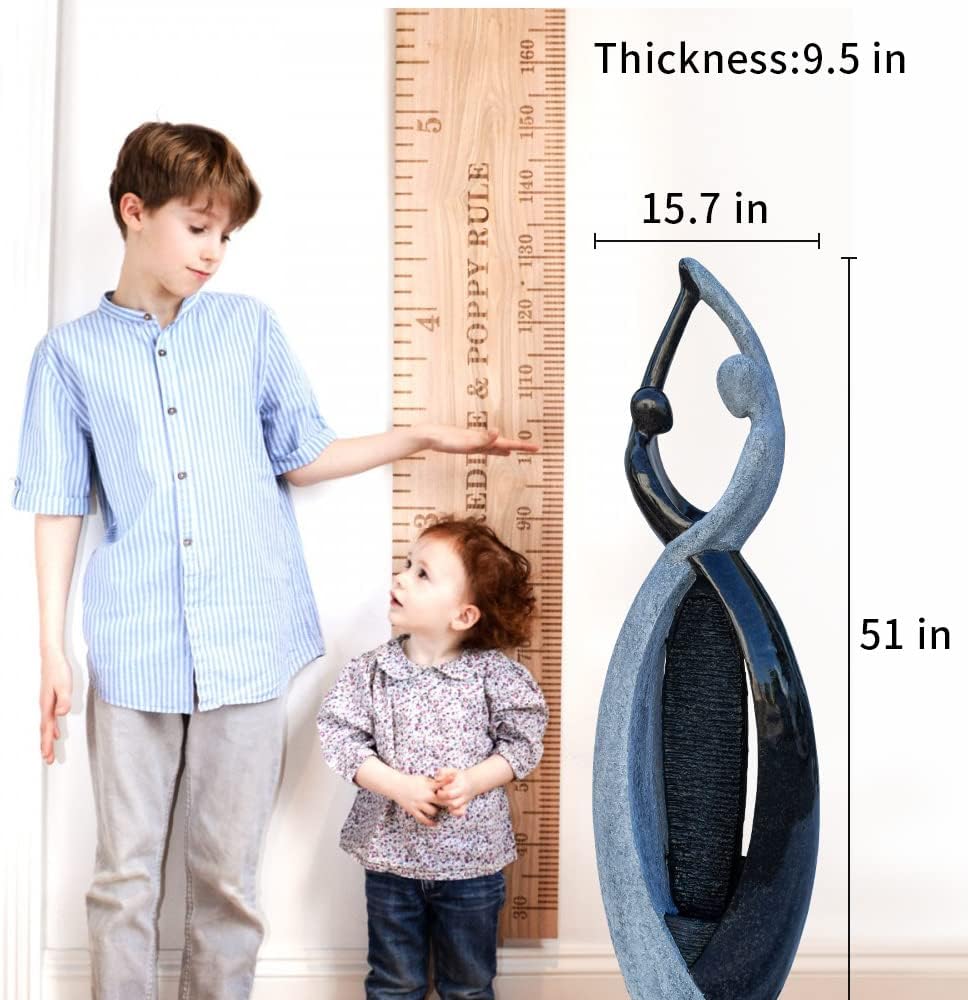 Graceful Dancing Couple Outdoor Water Fountain 51" Cast Stone Garden Statue Waterfalls Feature in Marble Color for Garden, Lobby, Bar, Lawn, Courtyard, Patio, Office,Backyard