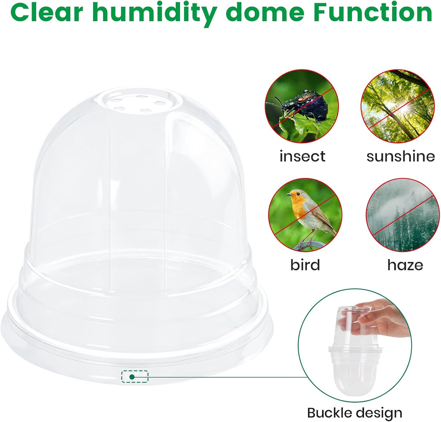 36 Packs 5/4/3.5 Inch Clear Nursery Pots with Humidity Domes, Transparent Plant Pots with Drainage Holes, Variety Pack Seed Starting Pots for Succulents, Flowers and Cactus