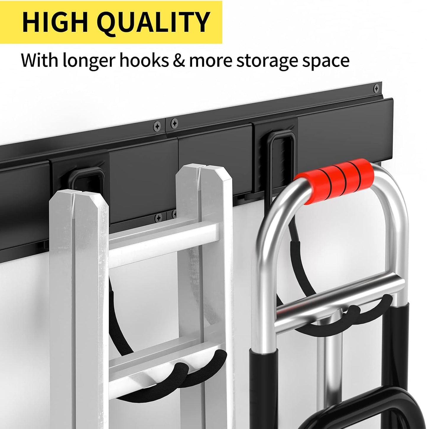 Garage Tool Organizer Wall Mount 13 PCS, Yard Garden Tool Organizer, Adjustable Tool Storage Rack with 8 Heavy Duty Hooks, Max Load 500lbs Garage Organization