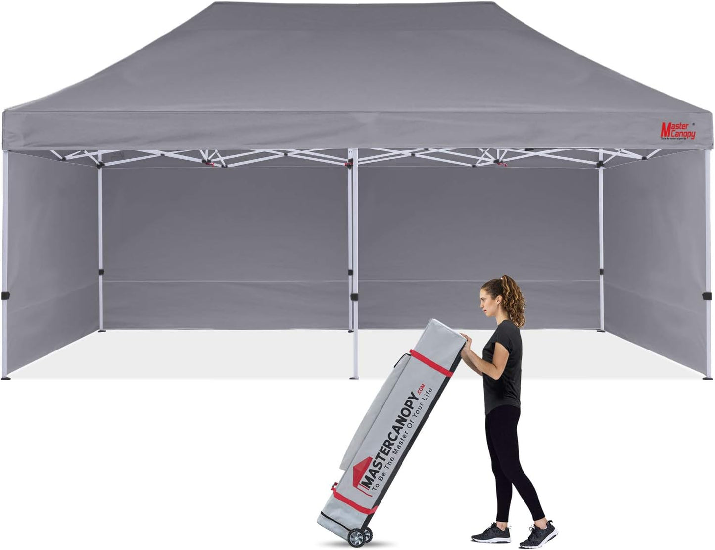 MASTERCANOPY Heavy Duty Pop-up Canopy Tent with Sidewalls (10x20,Gray)