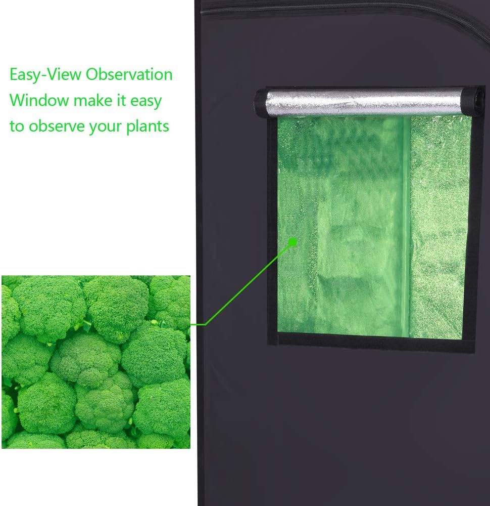 36"x36"x72" Mylar Hydroponic Grow Tent Grow Room with Obeservation Window and Removable Floor Tray for Indoor Plant Growing (36" x 36" x 72")