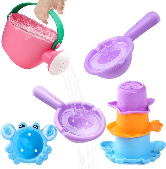 Baby Bath Toys for Kids Ages 1-3 Toddler Bath Pool Toys for 1-3 2-4 Water Can Bathtub Pool Water Table Beach Toys Baby Gifts (Small Hand) (Small-6Pcs)