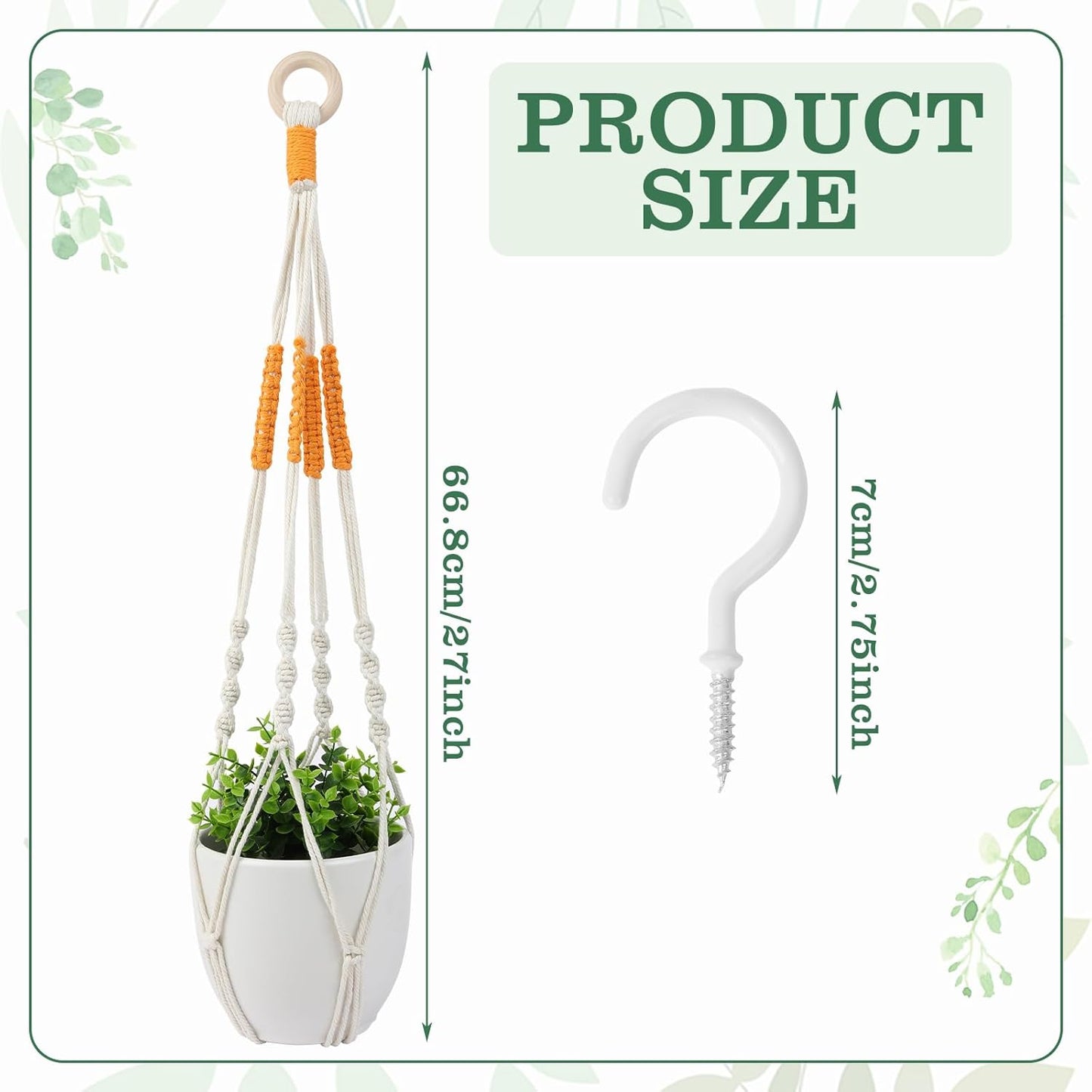 Augshy 27inch Macrame Plant Hanger, 2 Packs Plant Hangers with Hooks, Hanging Planter for Indoor Plants Decorative Macrame Pot Hanger for Home Decor