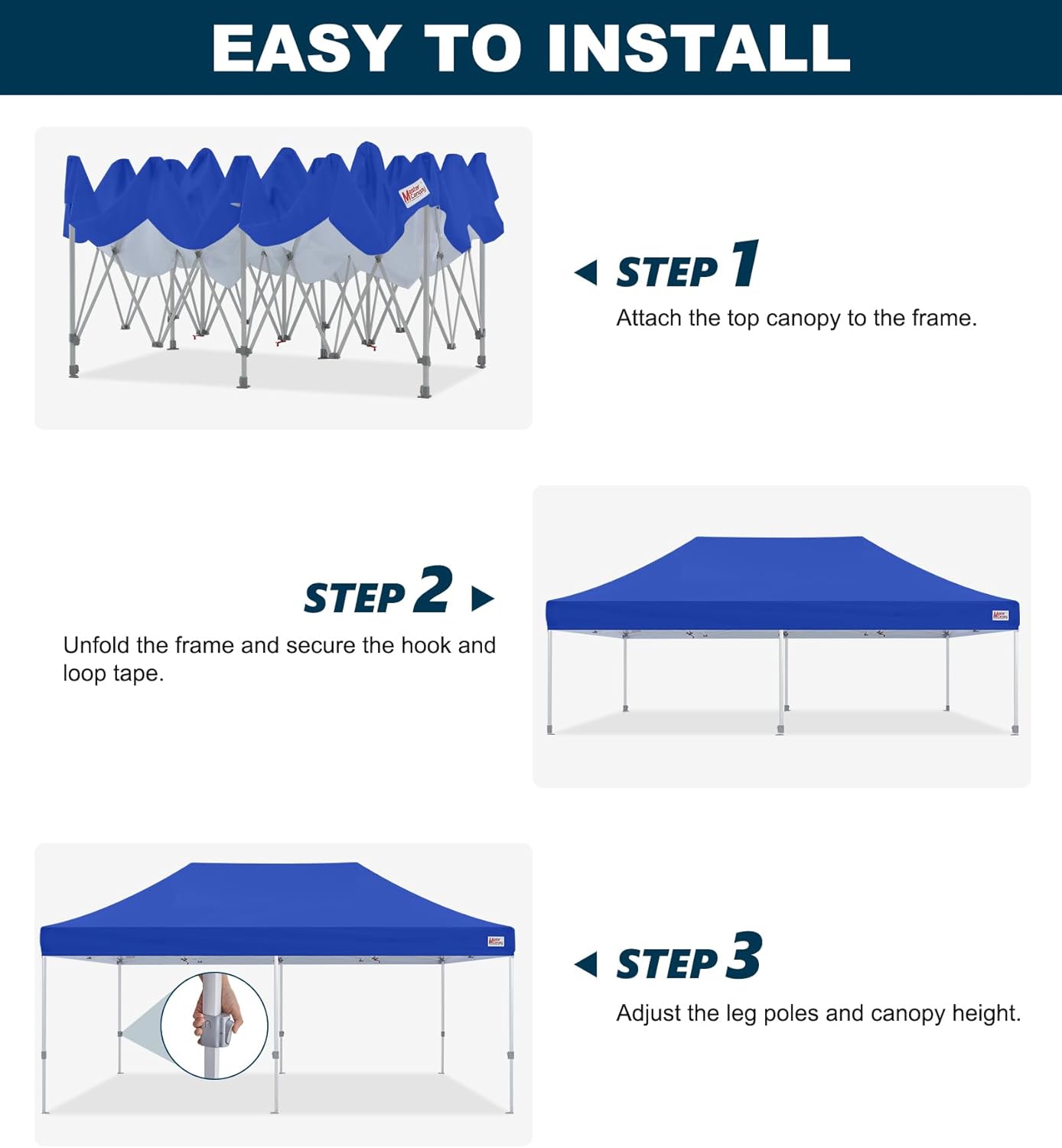 MASTERCANOPY Pop Up Canopy Tent Commercial Grade 10x20 Instant Shelter (Blue)