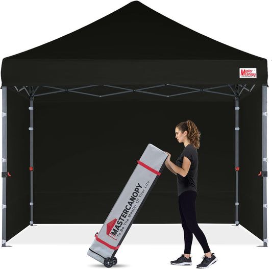 MASTERCANOPY Heavy Duty Pop-up Canopy Tent with Sidewalls (10x10,Black)