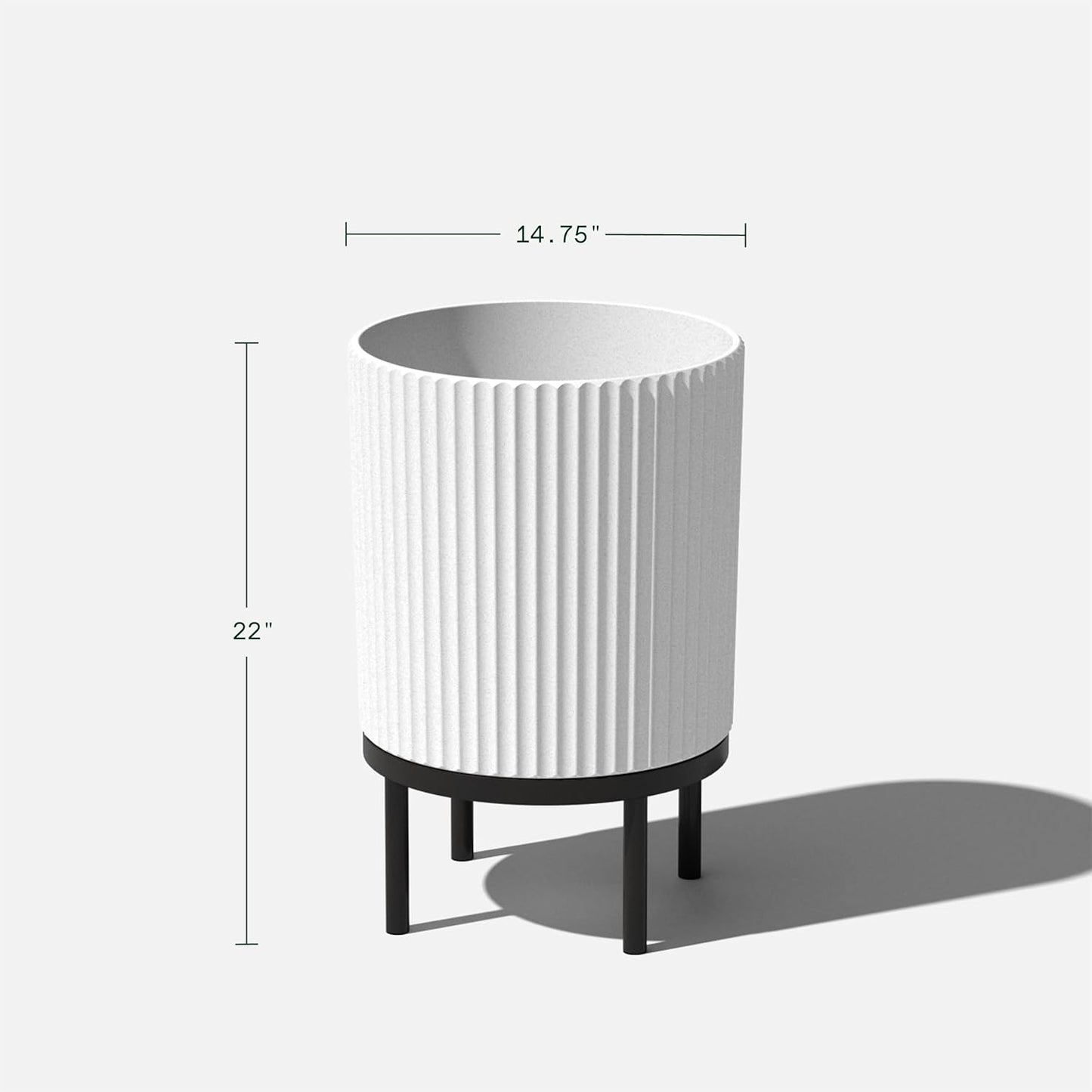 Veradek Demi Series Round Planter w/Stand for Porch/Patio | Durable Plastic-Stone Composite & Wooden Stand | Modern Décor for Tall Plants, Flowers