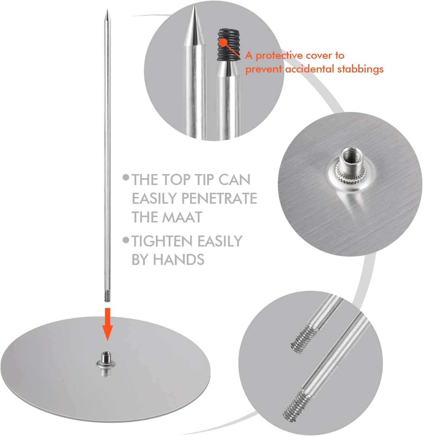 Vertical Skewer Grill - Stainless Removable Vertical Brazilian Barbecue Grilling Rack Meat Spit - Perfect for Steak, Whole Chickens, Whole Fish, Large Meat, 2Pack