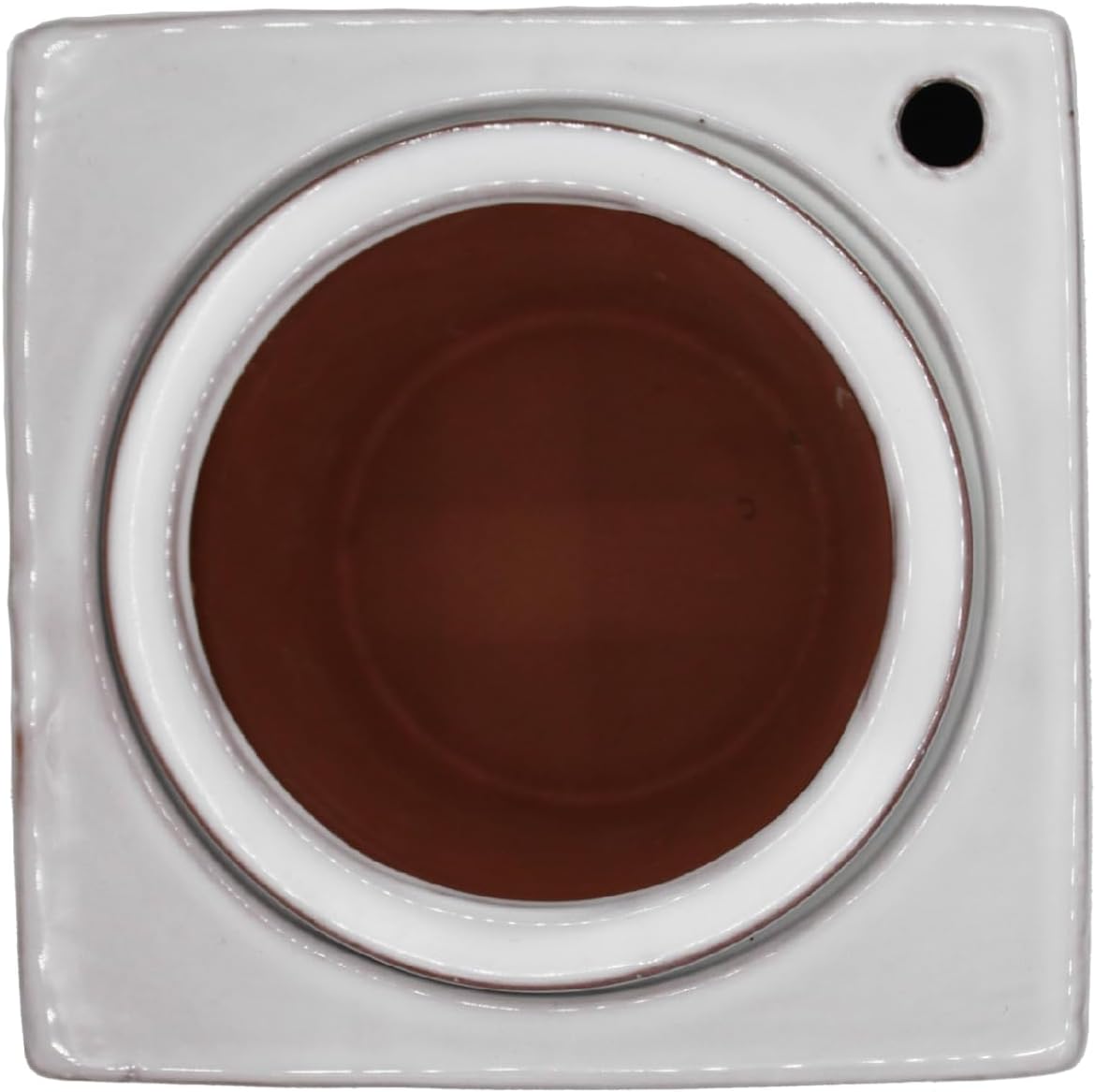 Ceramic African Violet Self Watering Pot 6 Inch Square Pot 3.5 Inch Innter Pot Easy Fill Water Reservoir White