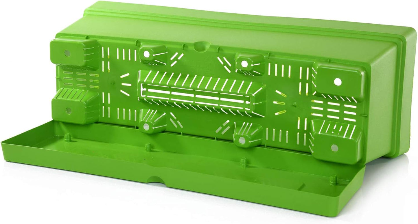 Mintra Window Box Planter, Window Planter Box for Indoor Outdoor Use, Rectangular Pots with Saucers & Drainage Holes, Decorative Plant Pots for Window Sill, Shelf, Desktop, 19" Wx6.75 H, Light Green