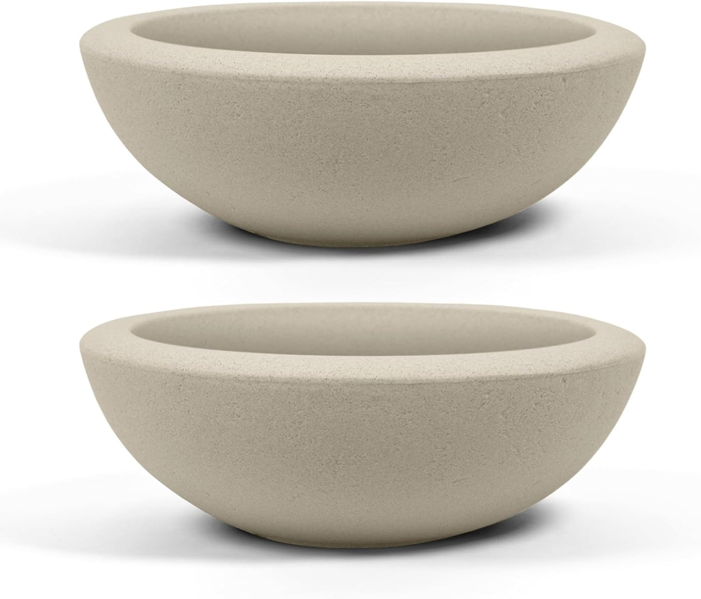 ARBORA 21" Santorini Bowl 2-Pack with Classic Cream Finish - Polyresin Indoor and Outdoor Planter2, Durable, Weatherproof, Lightweight, Large Plant Pots for Patio, Garden, Deck, Entryway
