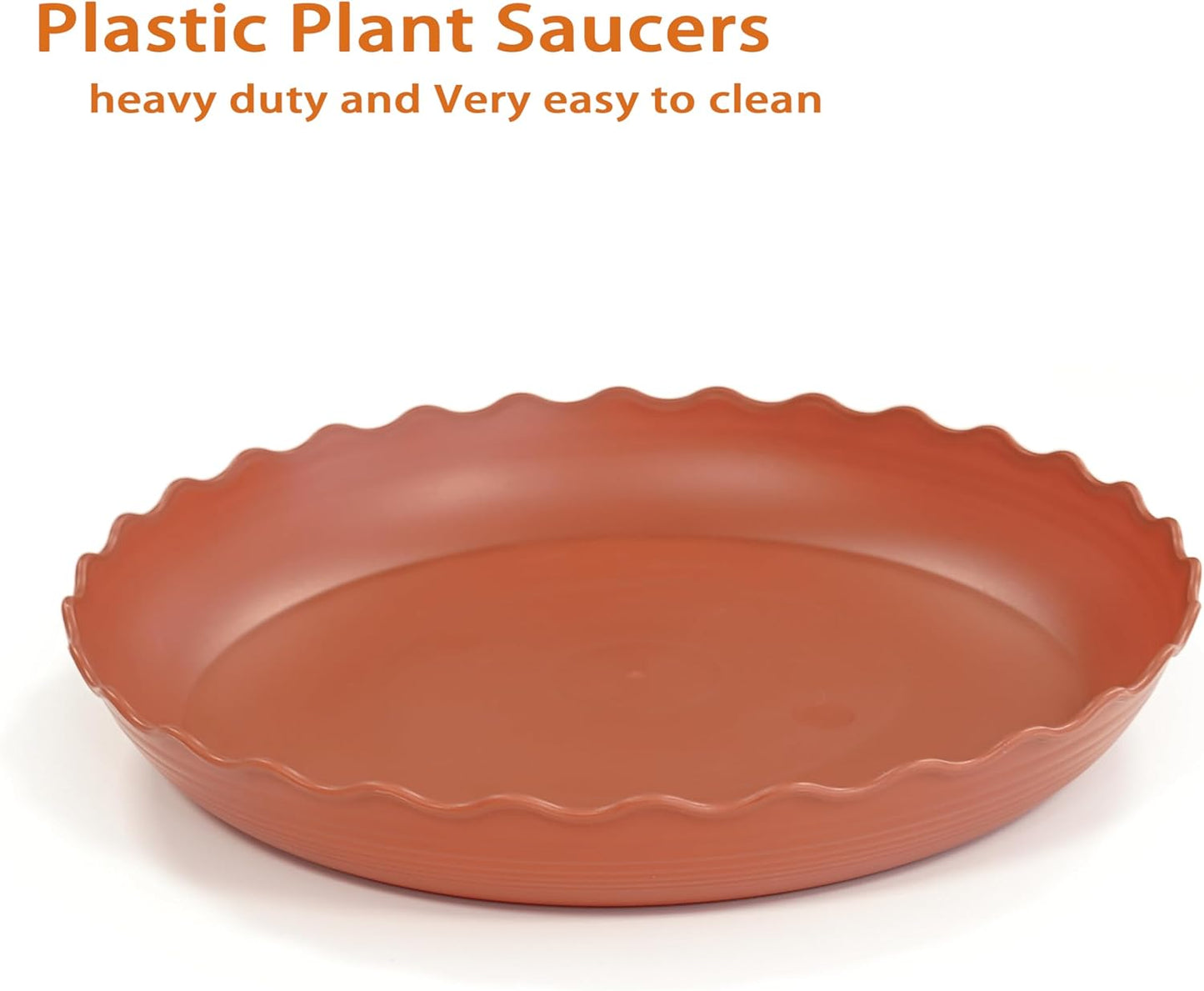 2 Pack of 14 inch Plant Saucer Plant Tray, Plastic Plant Saucer, Heavy Duty Plant Tray for Pots, Plant Saucers for Indoors Planter, Garden Water Plate Bowls for Gallon Grow Bags (Terracotta)