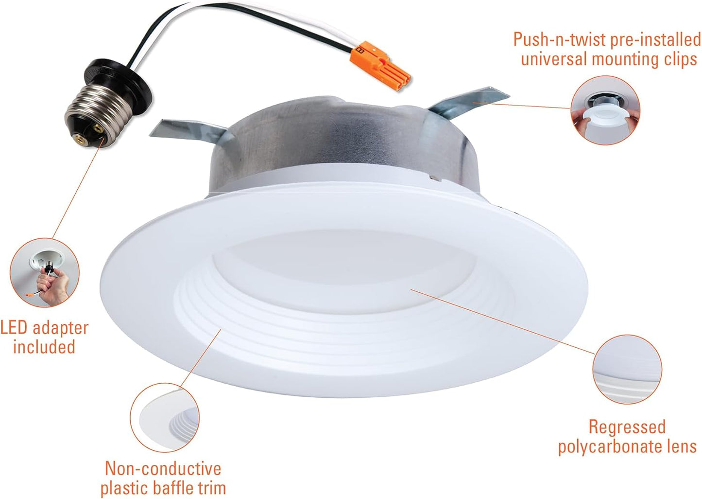 HALO LTE 4 Inch Indoor/Outdoor Recessed LED Trim Can Light, 3000K - Contractor Value Pack (12-Pack) - LTE46930-12PK